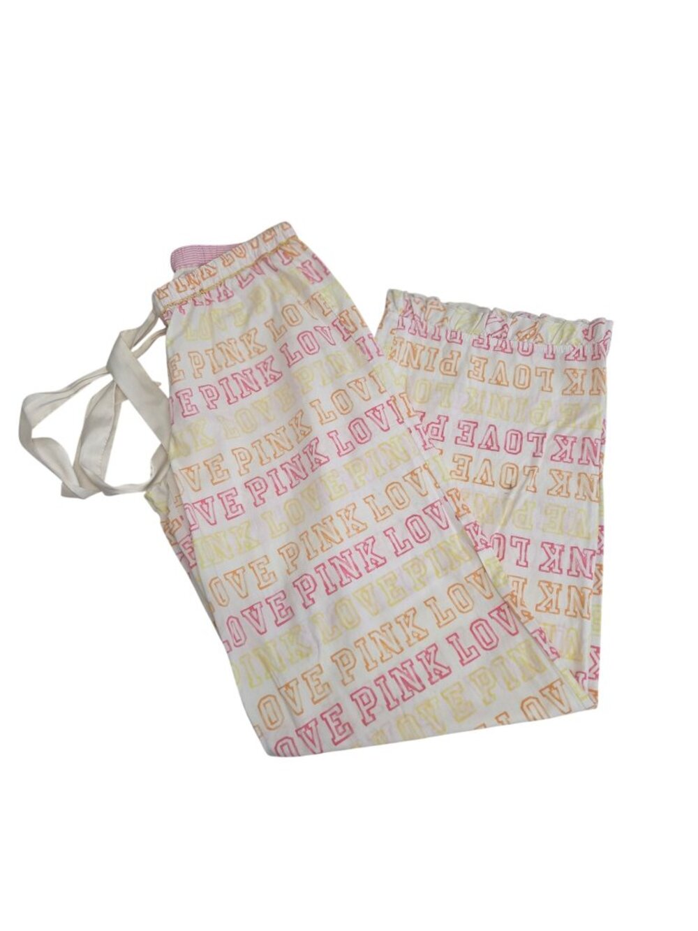 Victoria's Secret S PINK Lounge Pants  "Love Pink" Graphic Ruffle Trim 3850